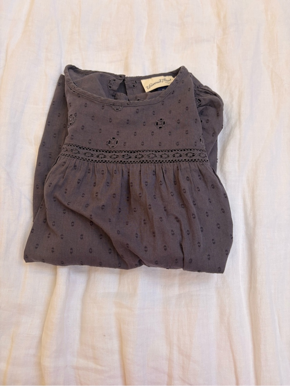 Lightweight Eyelet Babydoll Top in Dusty Gray